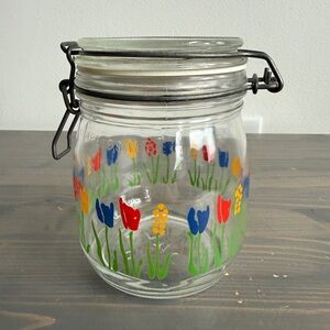 Vintage ARC hinged lid glass jar